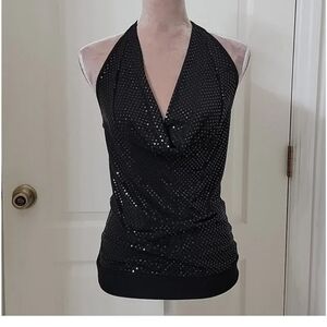 Love Tease Black Sparkle Halter Blouse